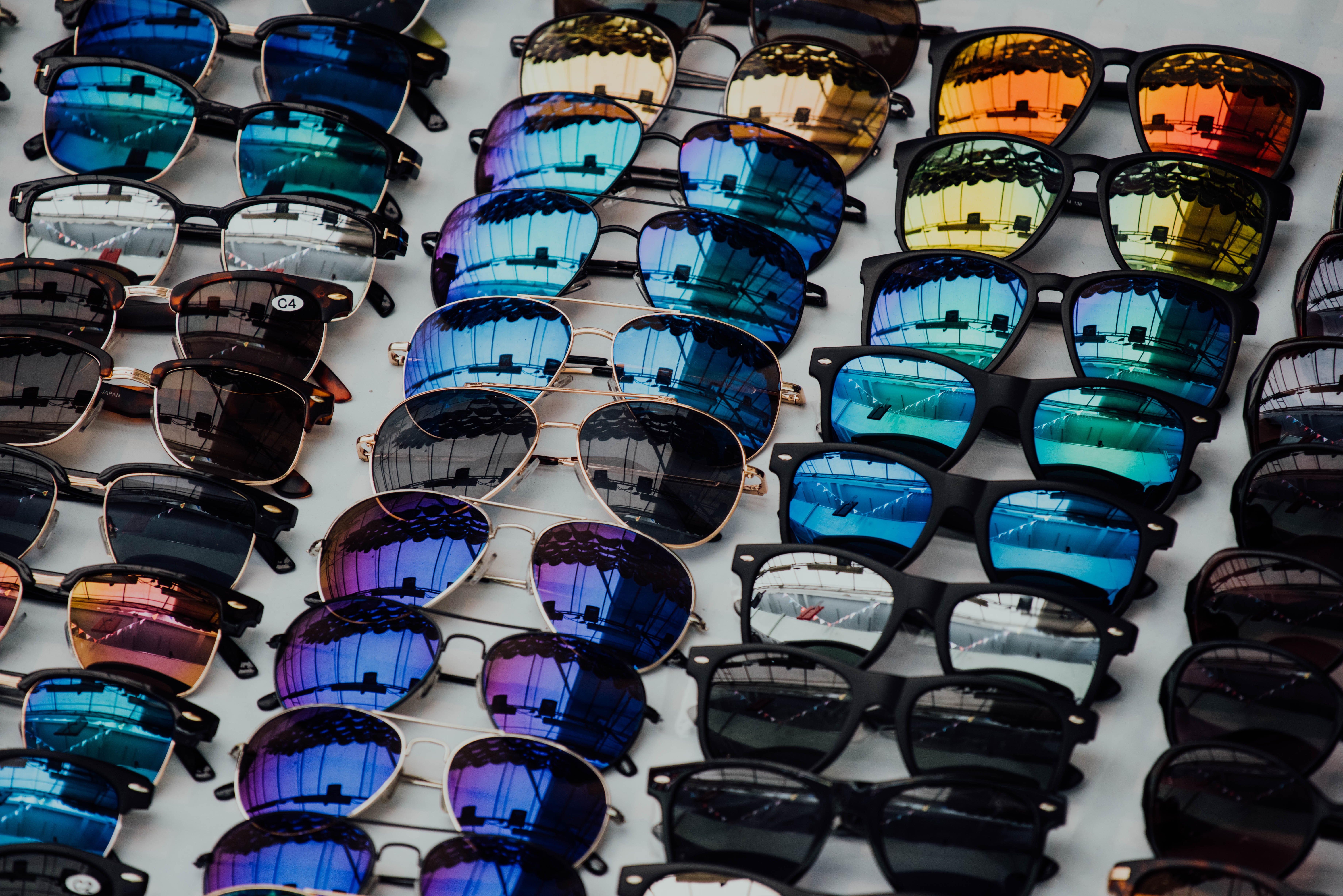 Many sunglasses to choose from.